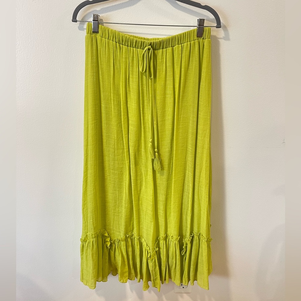 Lime Green flowy maxi skirt